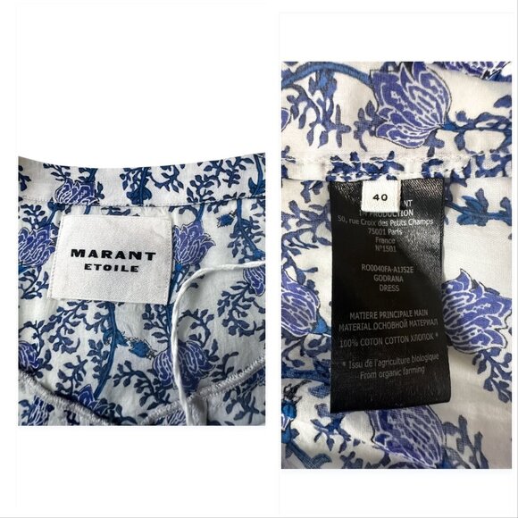 Isabel Marant Étoile Godrana Blue Floral Cotton Mini Dress FR 40, NWT - Picture 4 of 16